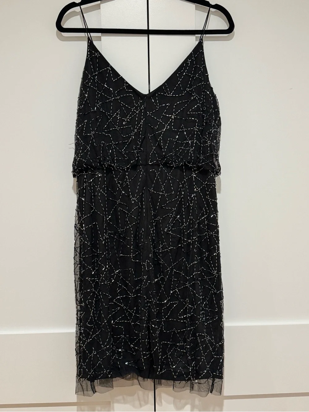 NWOT Adrianna Papell Black Beaded Formal Blouson Dress Size 12